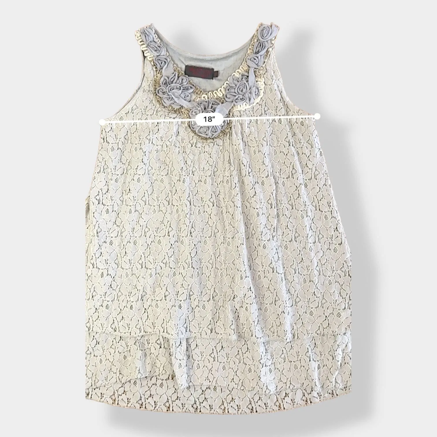 My Pretty Angel Dusty Blue Lace and Floral‎ Silk Blend Mini dress size M Size M - Image 6