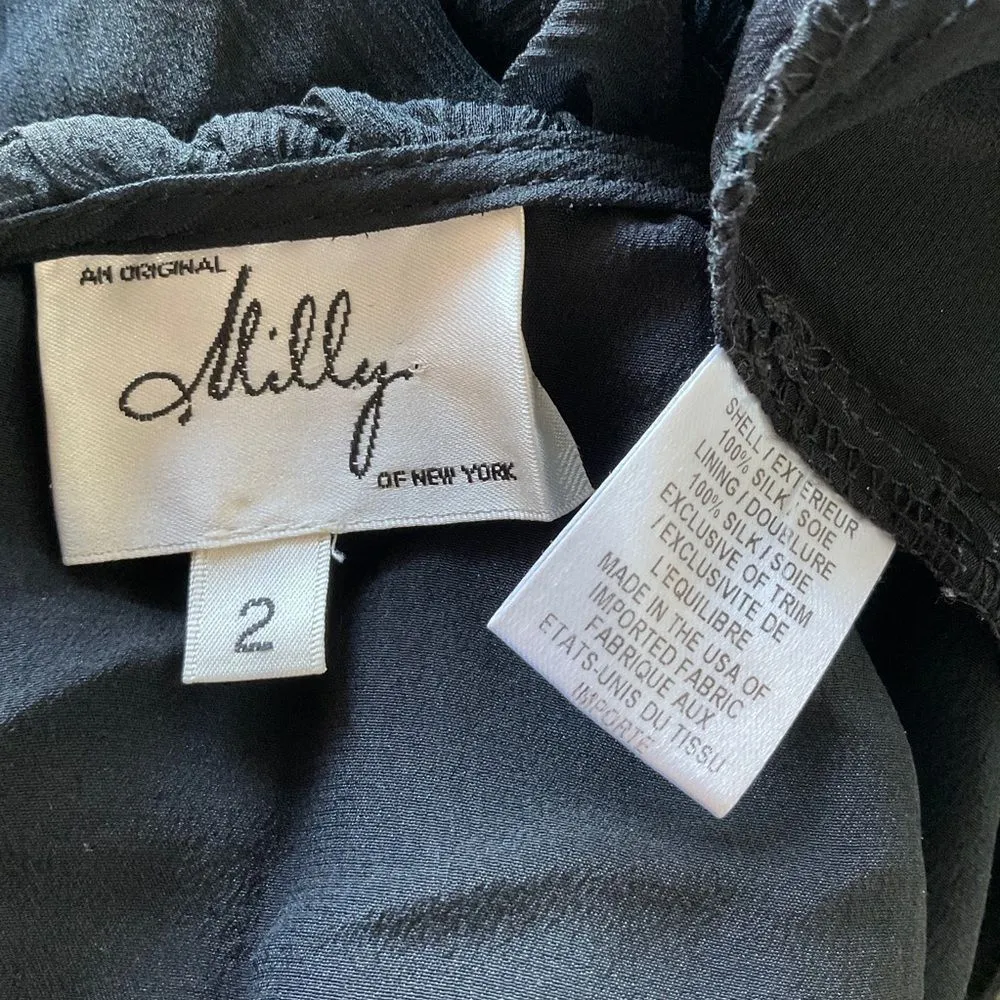 Milly  Black Ruffle Silk Gauze Layered Shift Dress 2 - Image 7