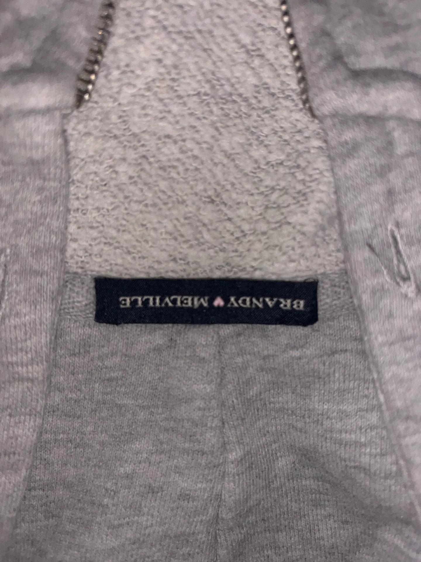 Cropped Brandy Melville Zip-Up Hoodie Grey - Image 2