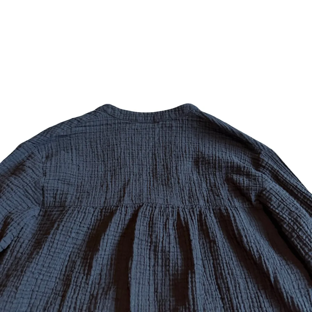 Zara Black Gauze Long Sleeve Shirt Top Blouse Casual Cotton Size Small Women's - Image 8