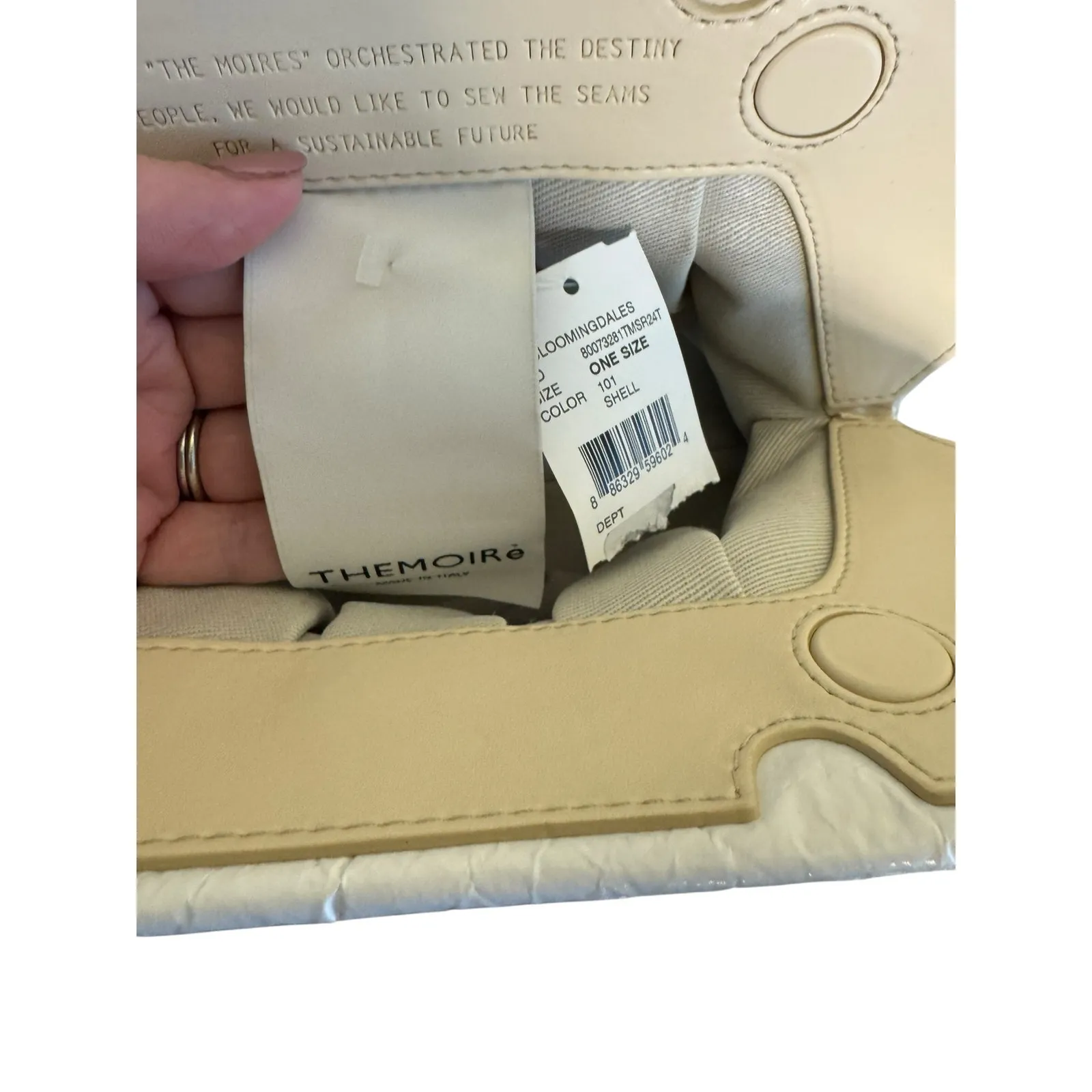 Themoire NWT Tia Pineapple Clutch Bag in Shell White - Image 3