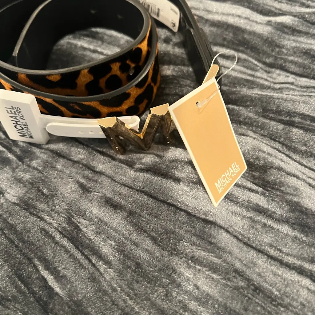 Michael Kors Leopard Print Belt with Gold Buckle Size S - Image 2