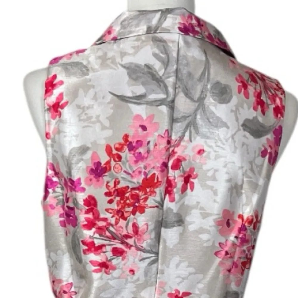 Jessica Howard New Fit Flare Dress Full Skirt Gray Pink Floral Women’s Size 10 - Image 9