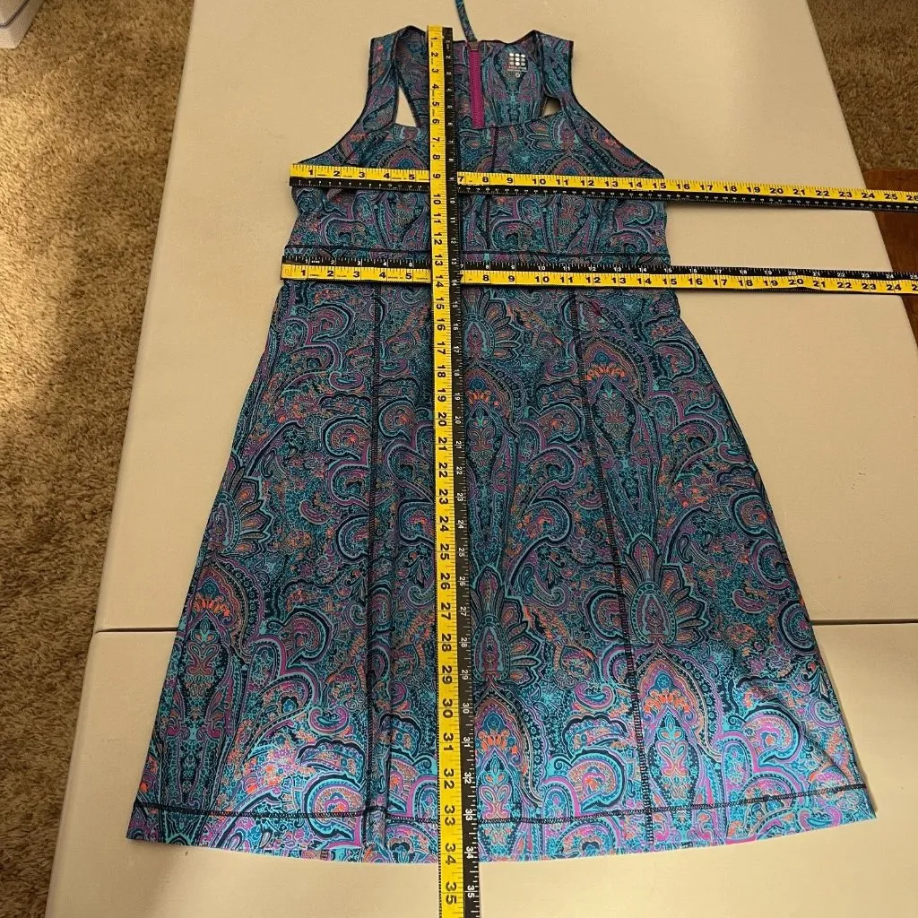 Title Nine Dress 6 Blue Purple‎ Trouble Nimblene Paisley Built In Bra Zip Sheath - Image 2