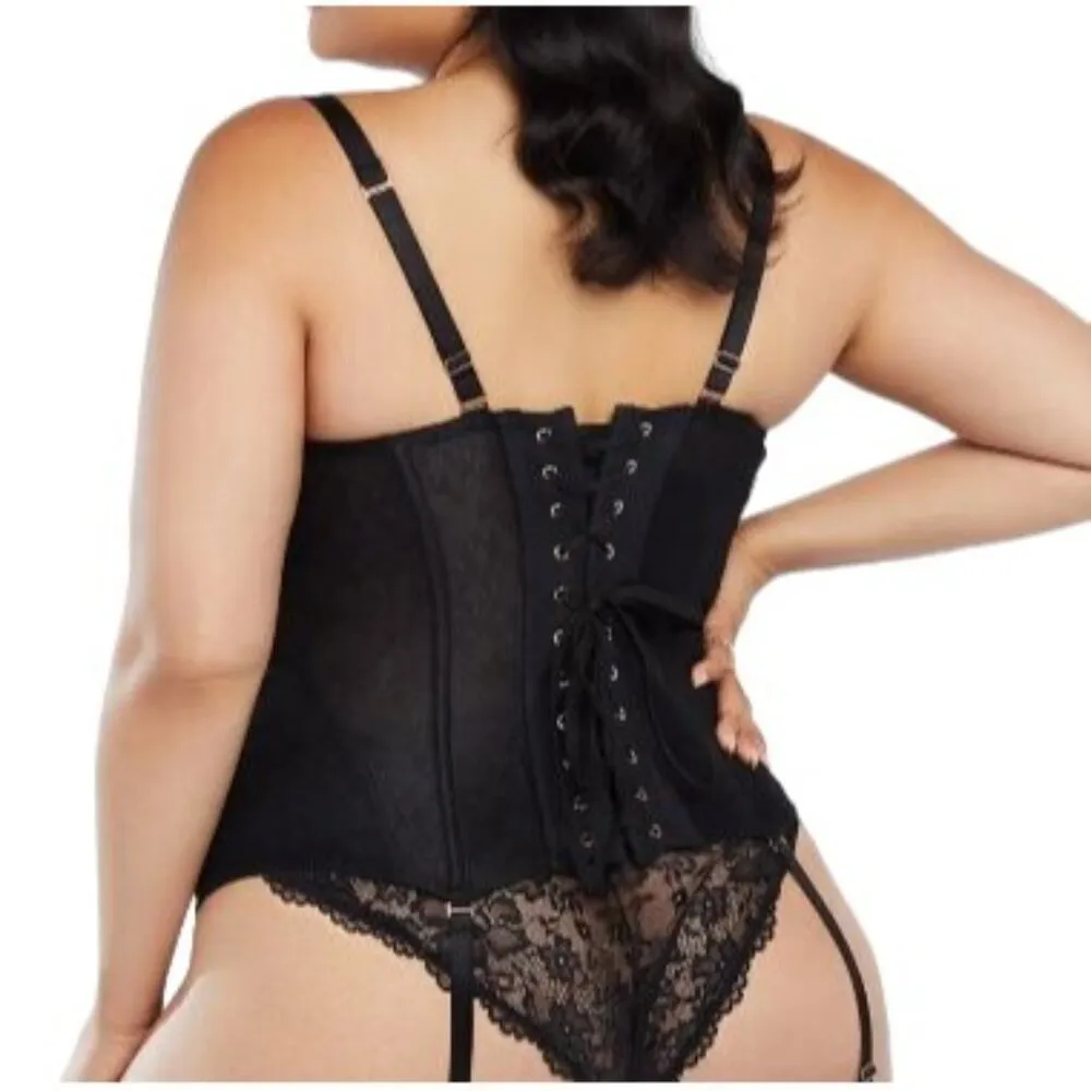 Savage X Fenty Embroidered Lace Corset Black Womens Plus Size 1X - Image 9