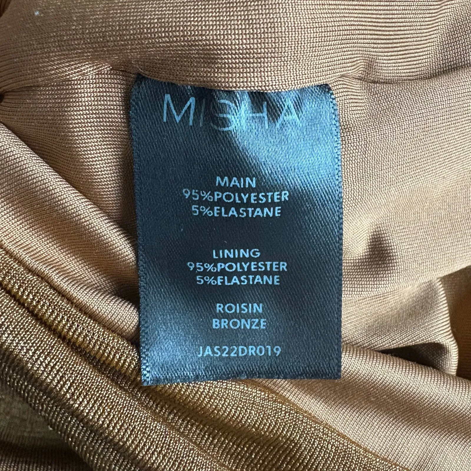 Misha Roisin Ruched Long Sleeve Cutout Minidress in Bronze Size 4 Brown - Image 5