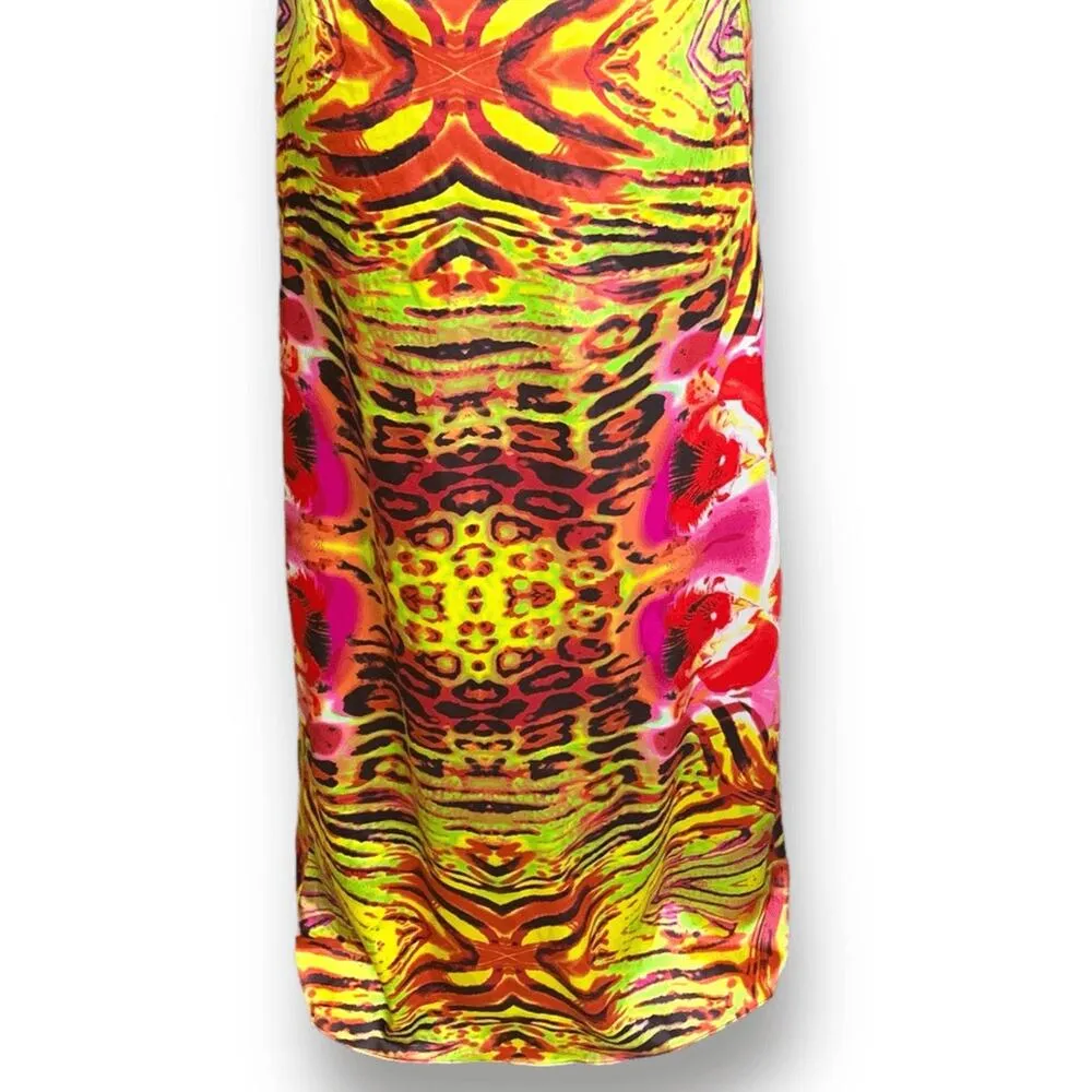 Vintage Zum Zum Niki Livas Animal Print Sequin Crisscross Halter Maxi Dress 5/6 Yellow - Image 7