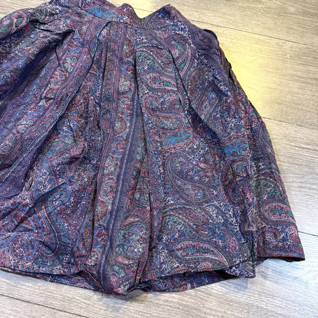 Vintage Geiger Made In Austria Dark Paisley Print Wool Skirt Size 36 Small Blue - Image 9
