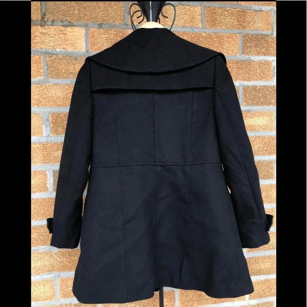 Alice + Olivia Coat Size S Black Peacoat Double Breasted Jacket Gunmetal Button - Image 2