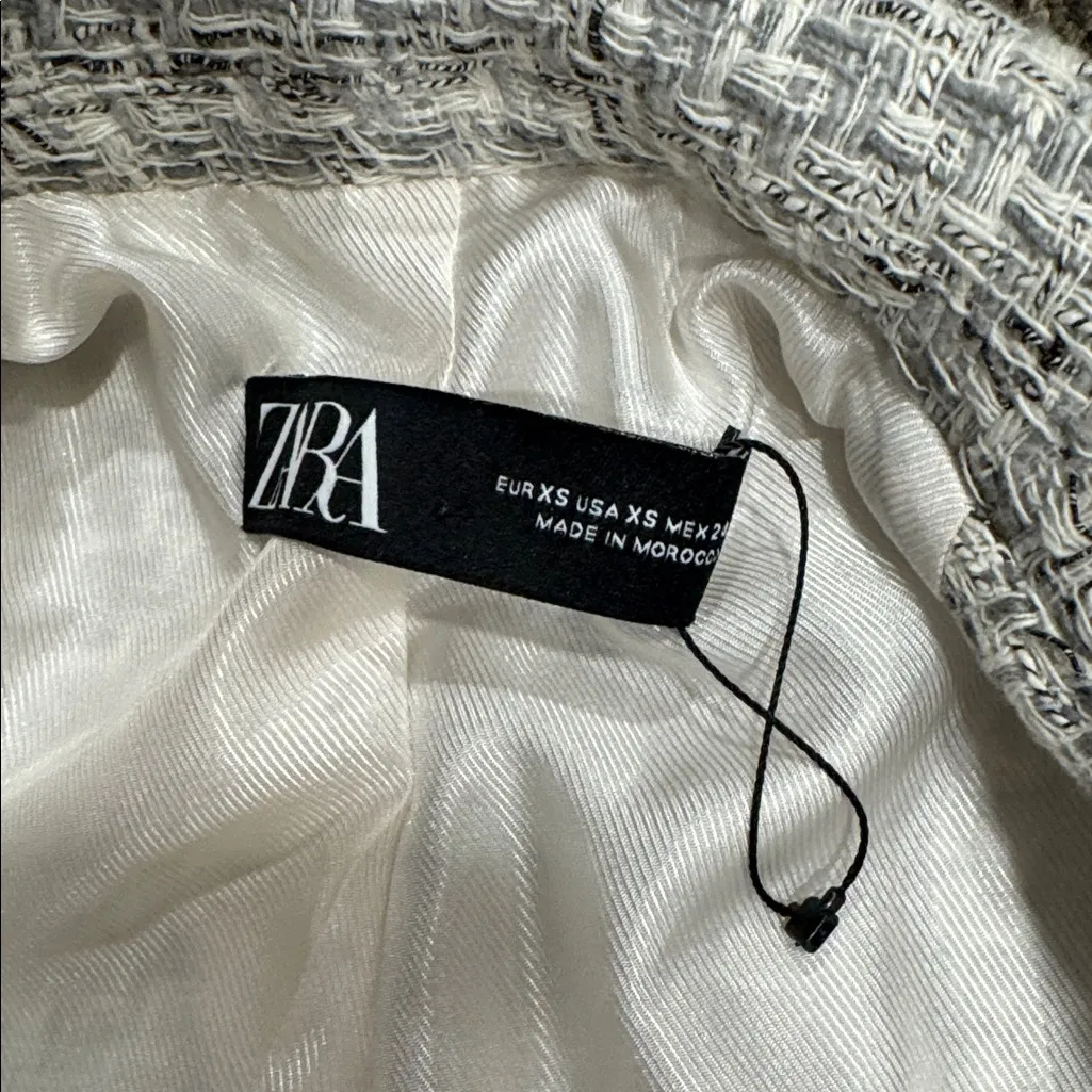 NWOT Zara Double Breasted Blazer Jacket Sz XS Textured Tweed - Image 14