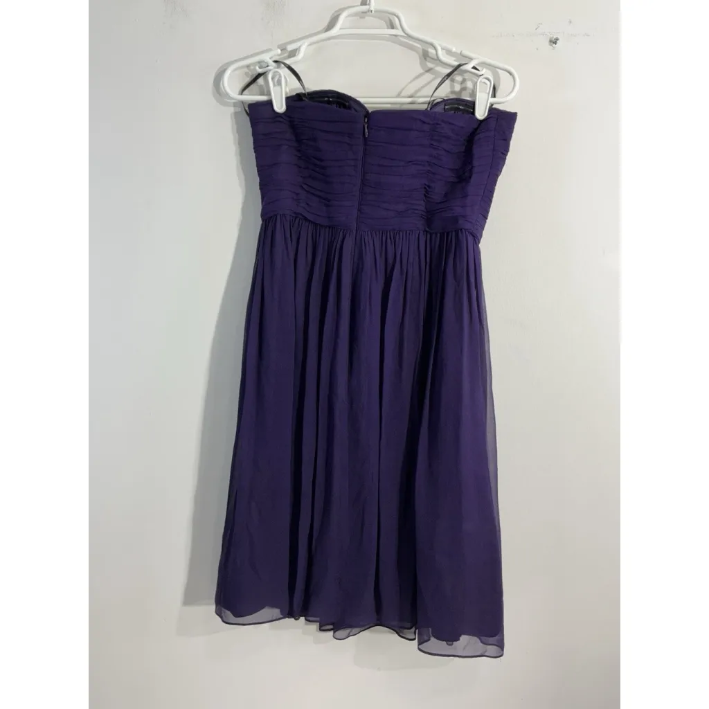 Womans Donna Morgan Size 6 Purple Strapless Lined Flowy Silk Cocktail Dress - Image 2