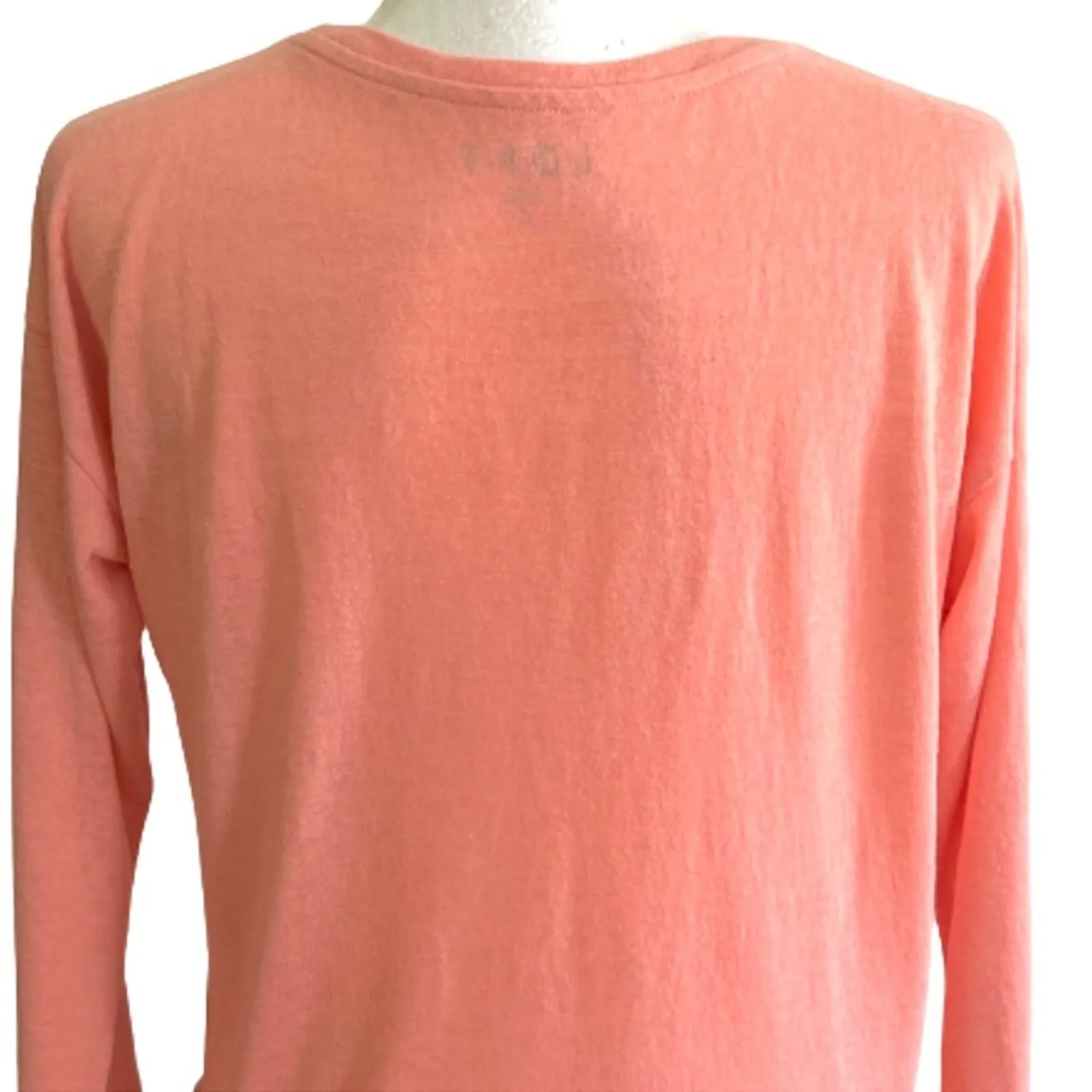 Loft Top Sweater Peach Coral Ruffled Long Sleeve Lightweight Cropped Small NEW - Image 6