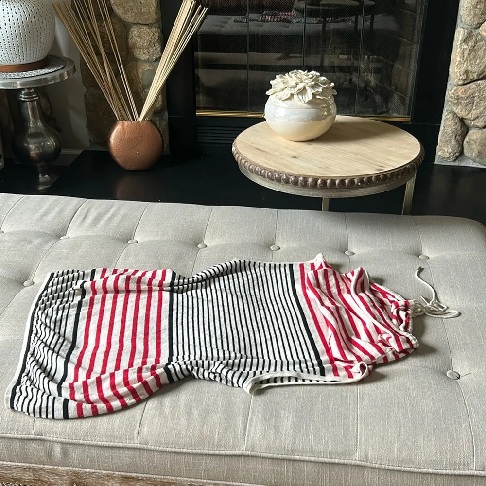 MaxMara Silk Linen Blend Turtle Neck Striped Blouse - Image 11