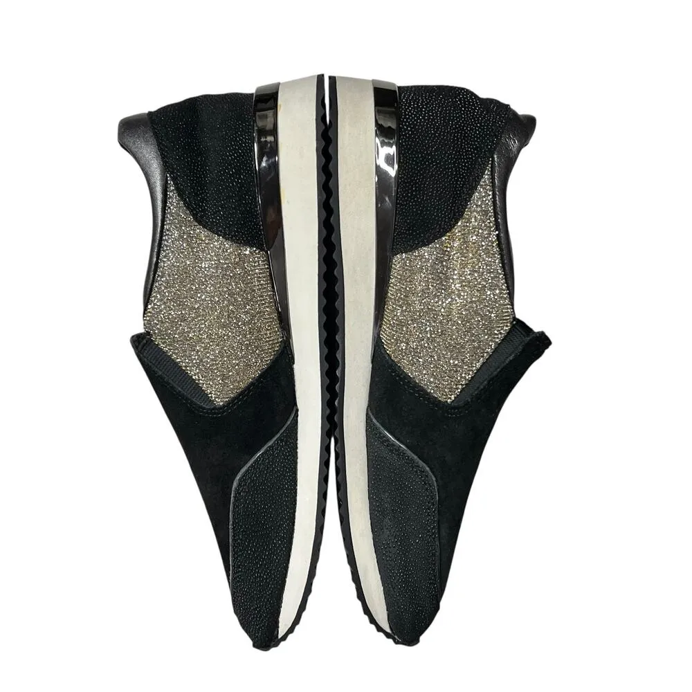 Karl Lagerfeld Shoes Womens 8.5 Black Shimmer Giselle Slip On Comfort Sneakers - Image 6