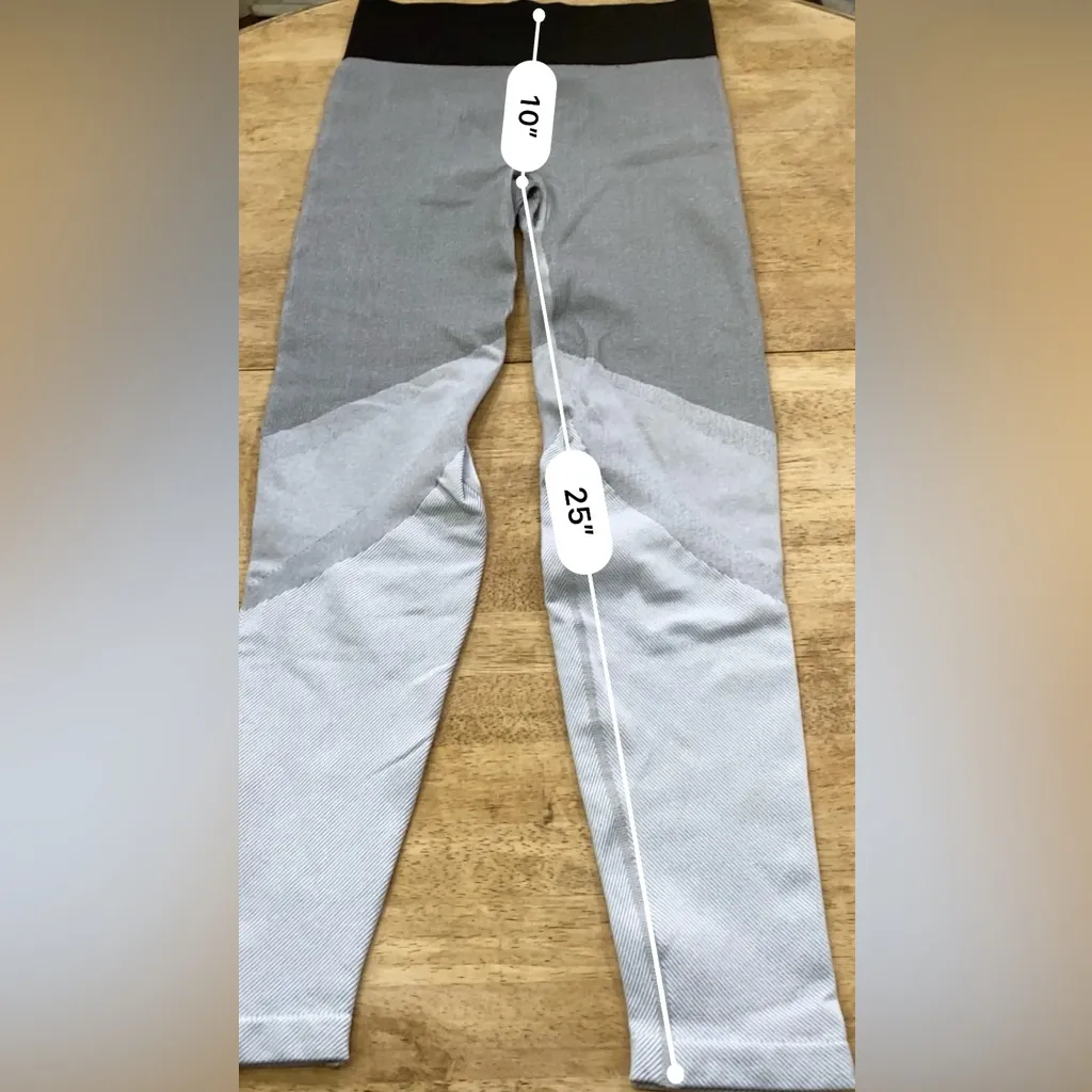 Aerie Women’s Large Nylon Blend High Waisted‎ Black/Gray Ombré Textured Leggings - Image 10