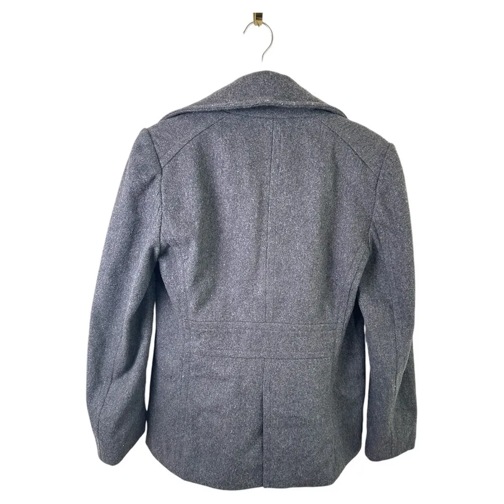 J Crew Jacket Womens Small Peacoat Single Breasted Gray Short Wool Lined Preppy - Image 2