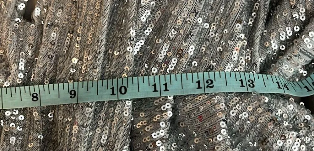 Ellae Lisque Sequence Drape Mini Dress Size Small Silver - Image 9