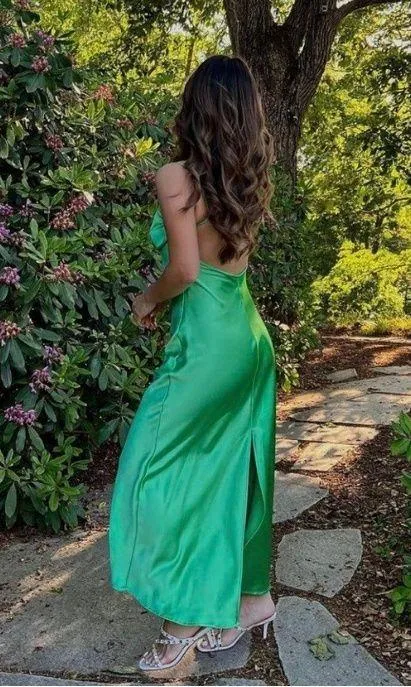 NWT  MINT GREEN SATIN EFFECT MIDI CUT OUT DRESS VIRAL TIKTOK - Image 5