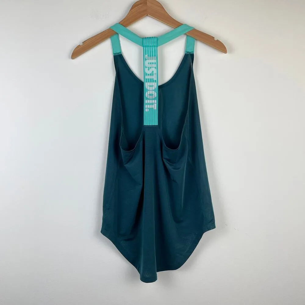 Nike Elastika Elevate Training Tank Top Spell Out Racerback Teal Green - XS - Image 5