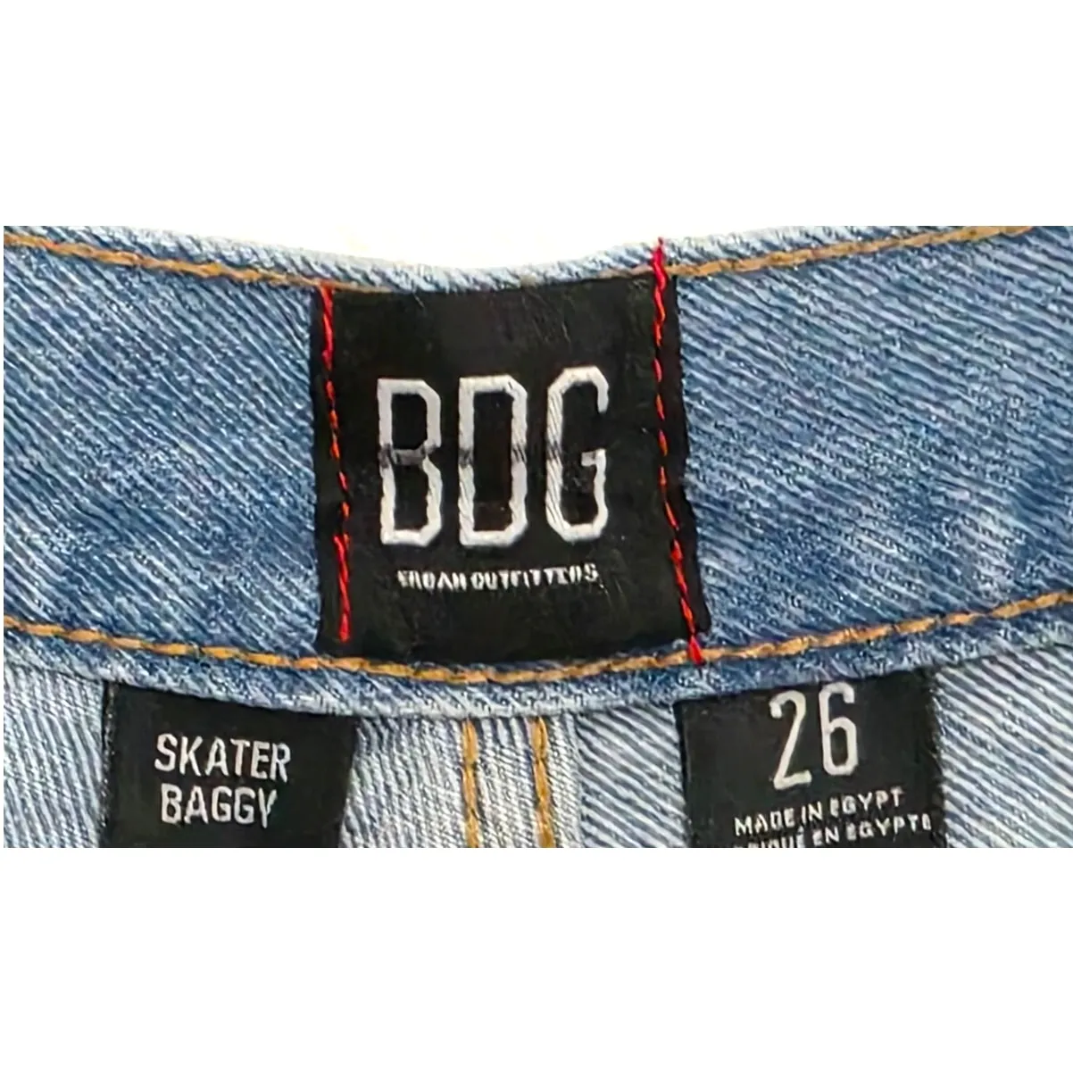 Urban Outfitters BDG Skater Baggy Cuffed Distressed Denim Jeans Blue Size 26x29 - Image 3