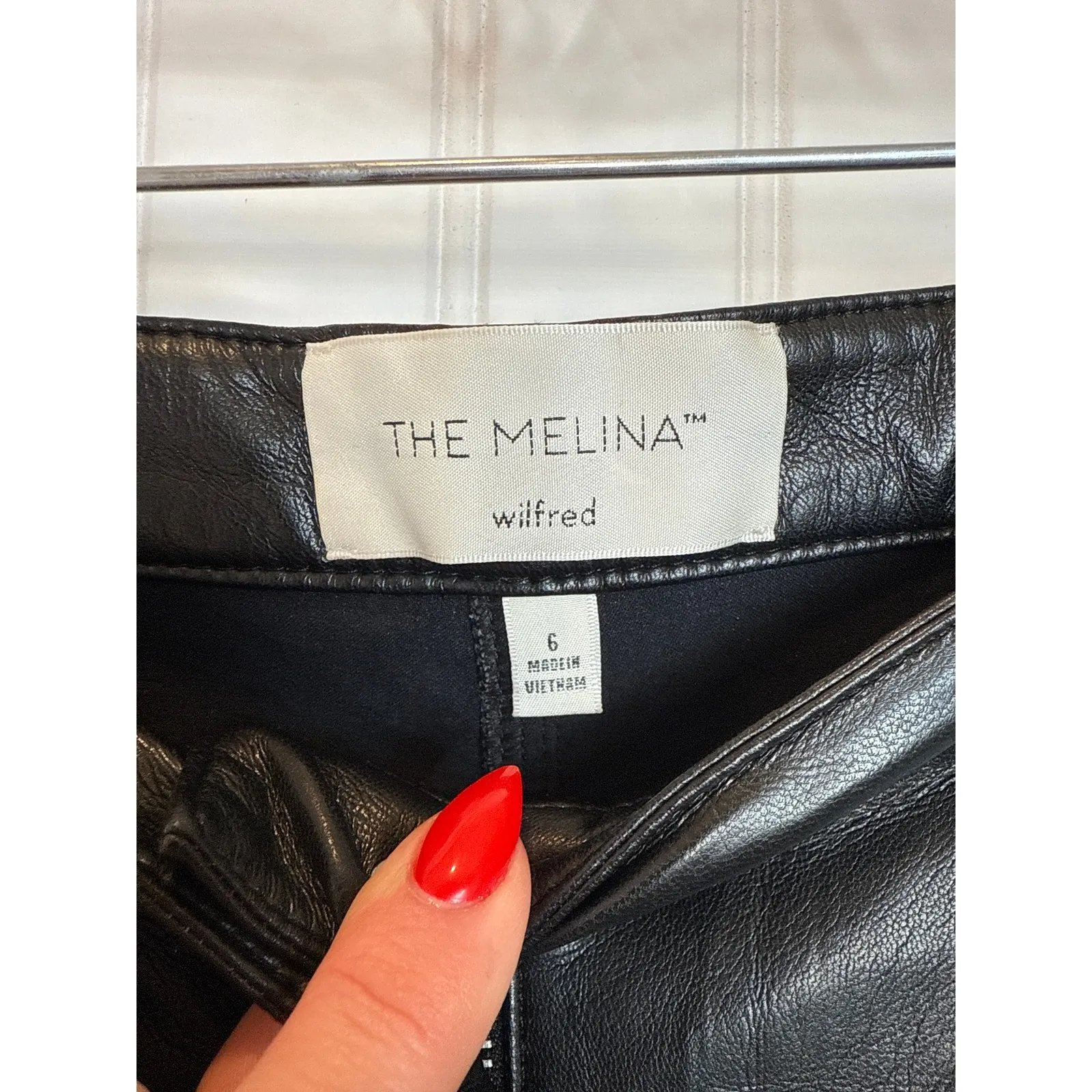 Aritzia The Melina Wilfred Black Vegan Faux Leather High Rise Pants Size 6 - Image 3