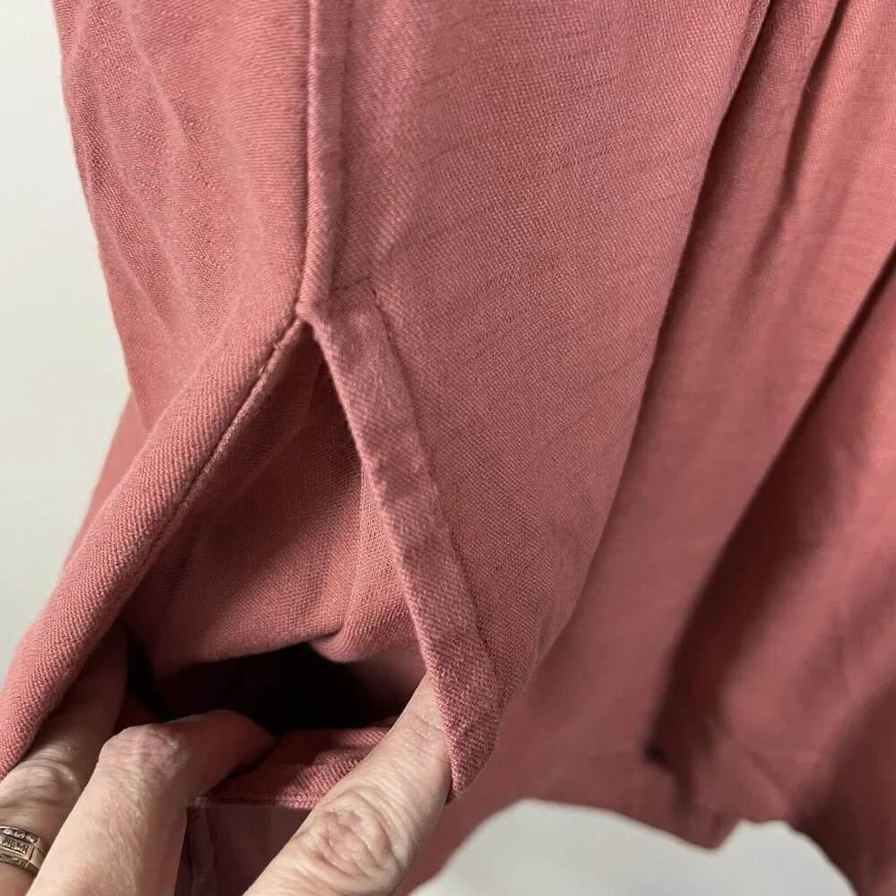 FREE‎ PEOPLE Moonshine Mini Dress Pink Linen Blend Hippie Boho Pockets Women’s M - Image 6