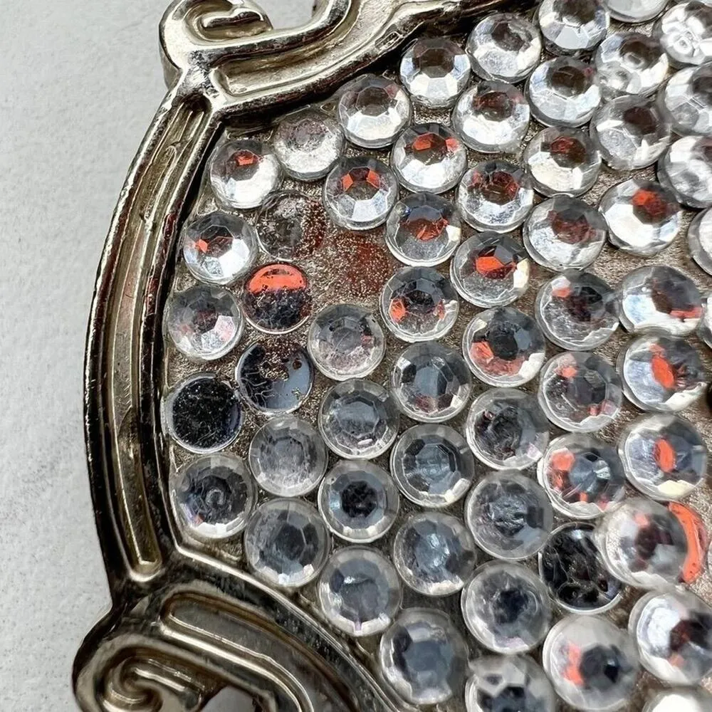 Silver Tone Rhinestone Scroll Western Bling Belt Buckle - Image 5