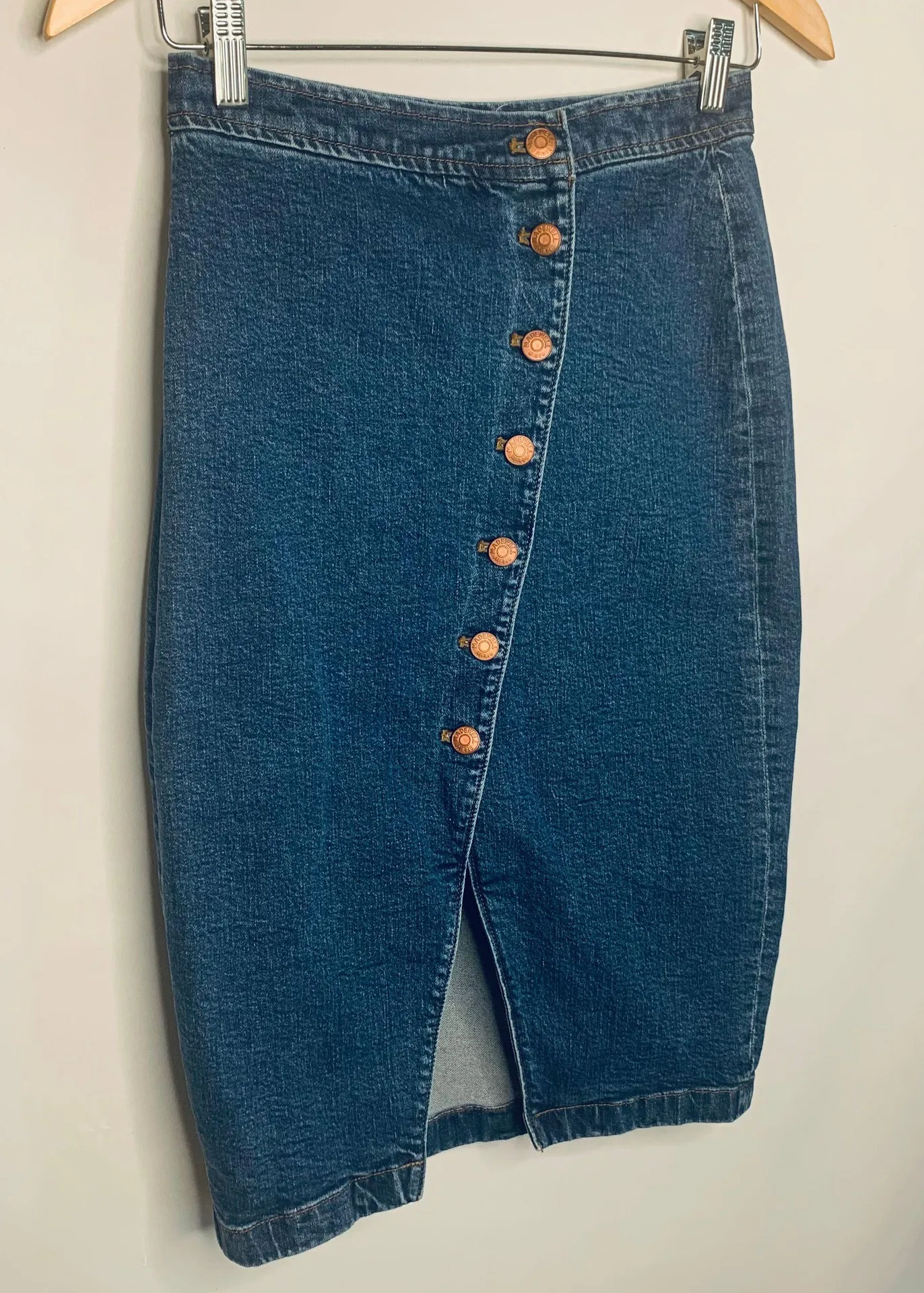 Asymmetrical Button Jean Skirt 25 - Image 6