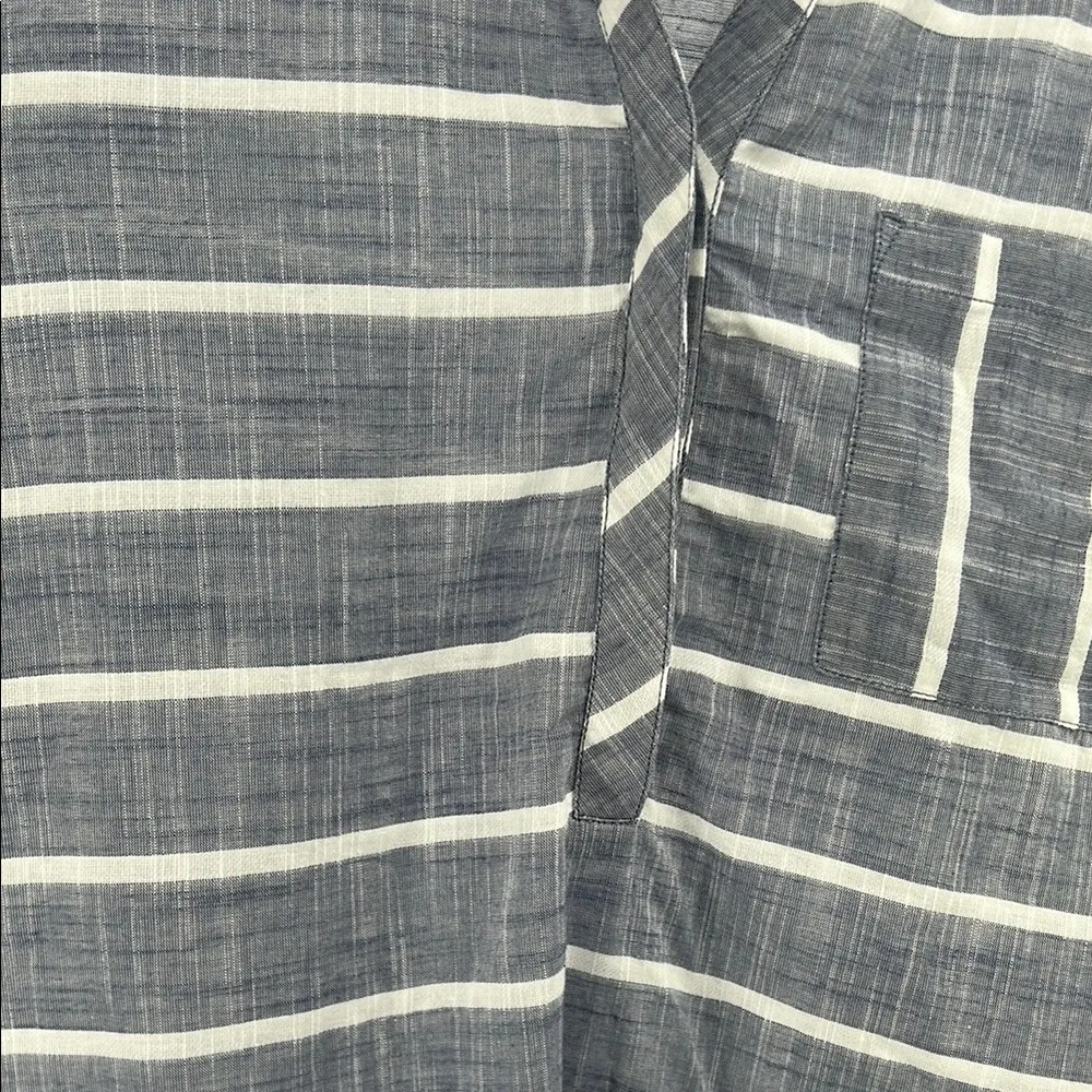 Beachlunchlounge Blue and White Striped Tunic cotton L long sleeve lightweight - Image 6