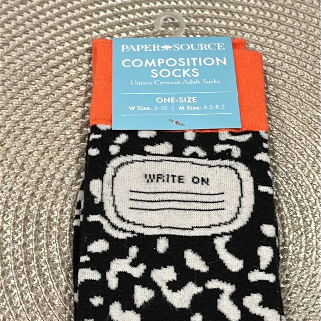 Paper Source Composition Socks NEW Unisex Crew Adult Socks Black - Image 3
