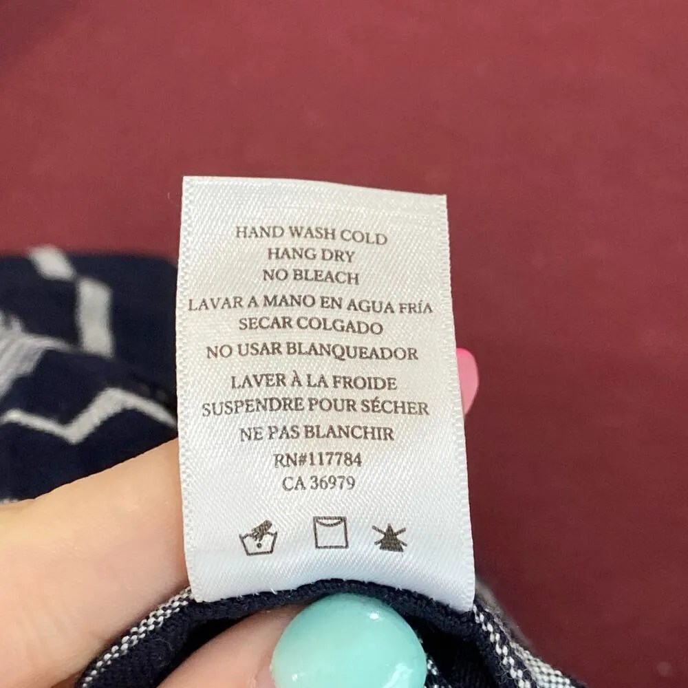 RAILS Angela Mediterranean Stripe Jumpsuit Navy Blue Linen V-Neck Size Medium - Image 10