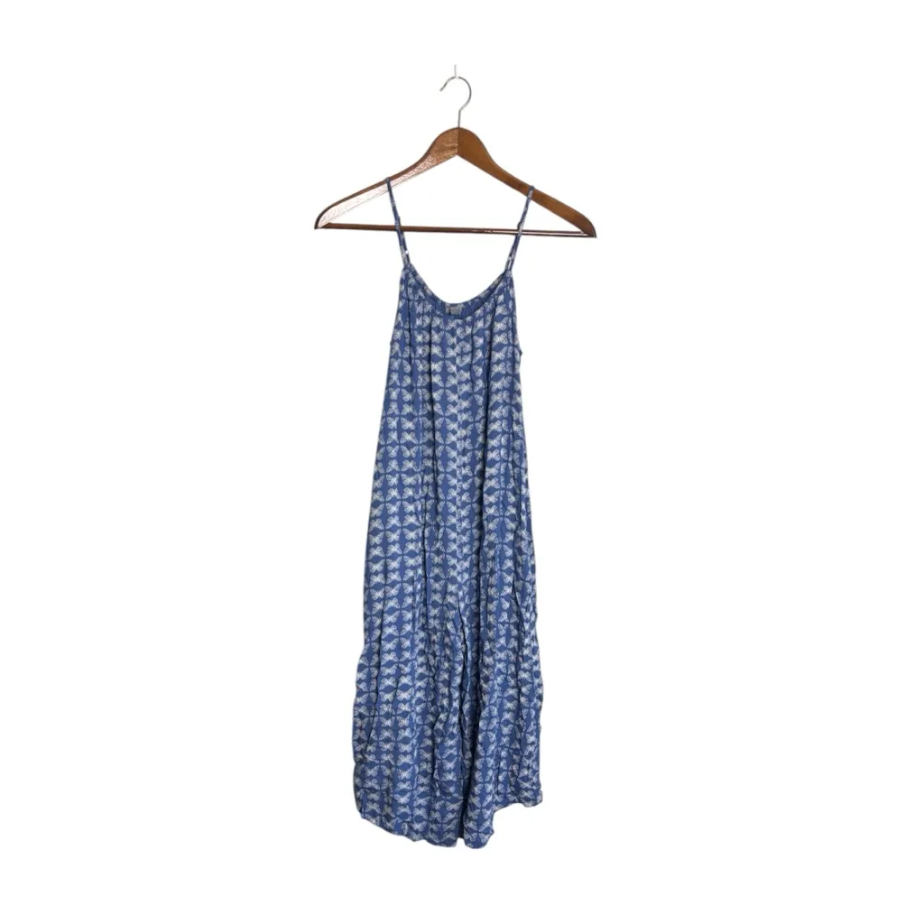 Aerie Blue White Charming Butterfly Print Wide Leg Casual Jumpsuit - Image 4