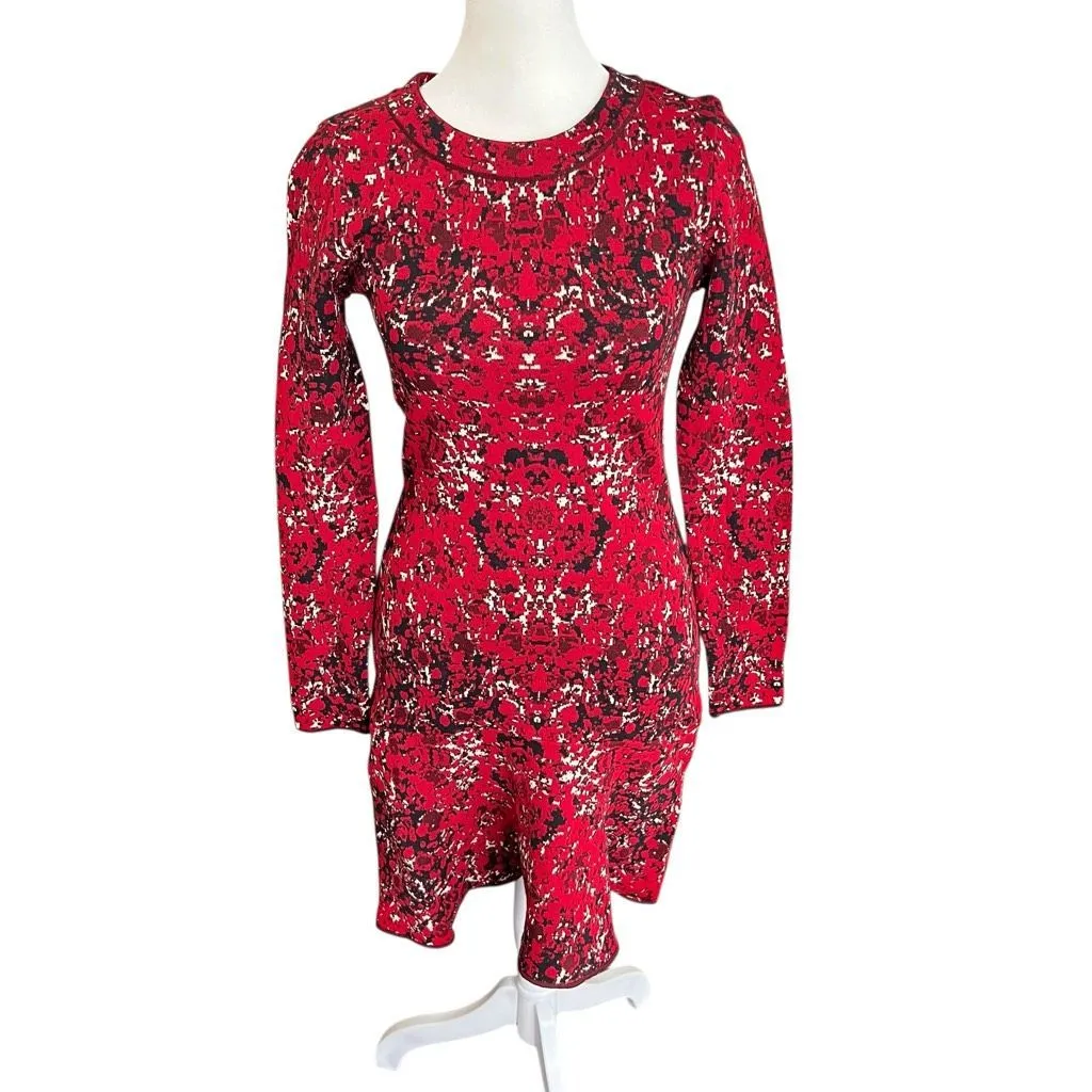 Missoni Red Black Abstract Knit Dress Long Sleeve Size 40 - Image 2