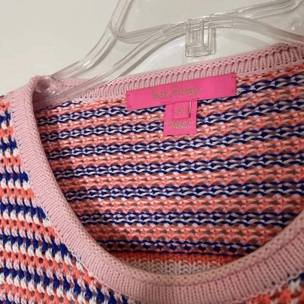 Lilly Pulitzer Multicolor Textured Chevron Crochet Stripe Samora Sweater medium - Image 3