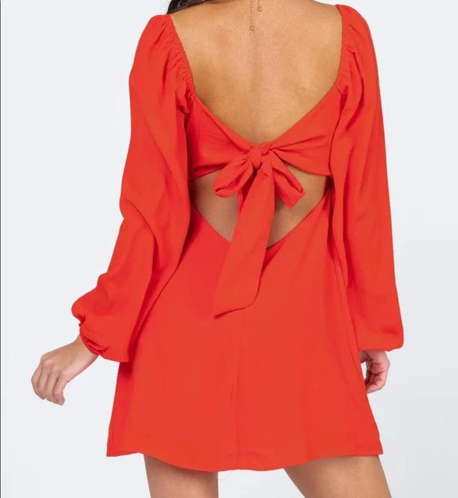 Womens Size 12 Yolanda puff sleeve red mini dress - Image 2