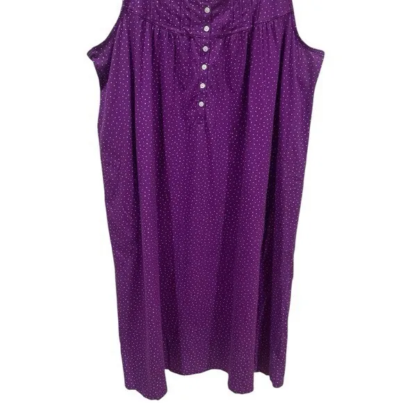 NWOT Aria Collection Cotton Purple White Polka Dot Tank Sleep Dress Mumu 3X - Image 7