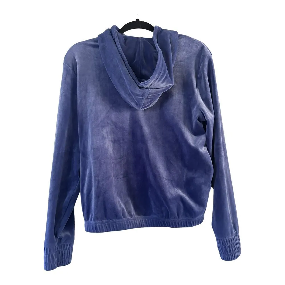 FILA Vintage Womens Indigo 1/4 Zip Hoodie Pullover Sweatshirt Small Velour - Image 2