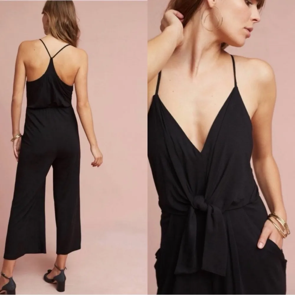 ANTHROPOLOGIE Black Willa Tie-Waist Jumpsuit by Moulinette Soeurs Sz. S - Image 4