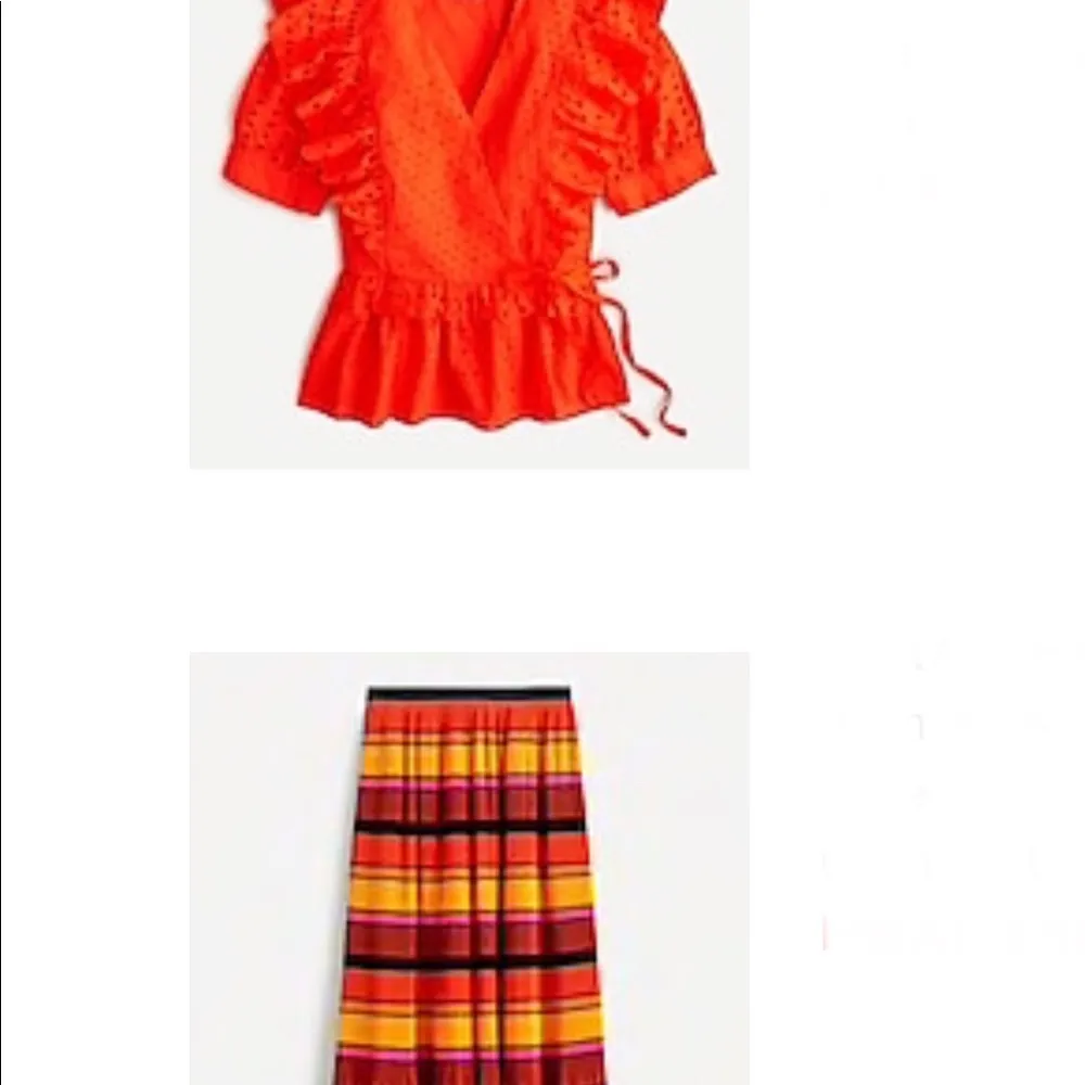 NWT J. Crew Pleated Tea Length Ruffle Bright Preppy Striped Skirt - Image 12