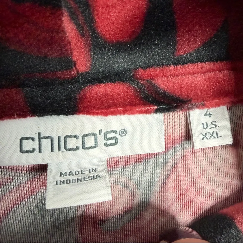 NWOT Chico's Zenergy Velour Funnel-Neck
Pullover Red Black Floral Soft‎ XXL (4) - Image 4