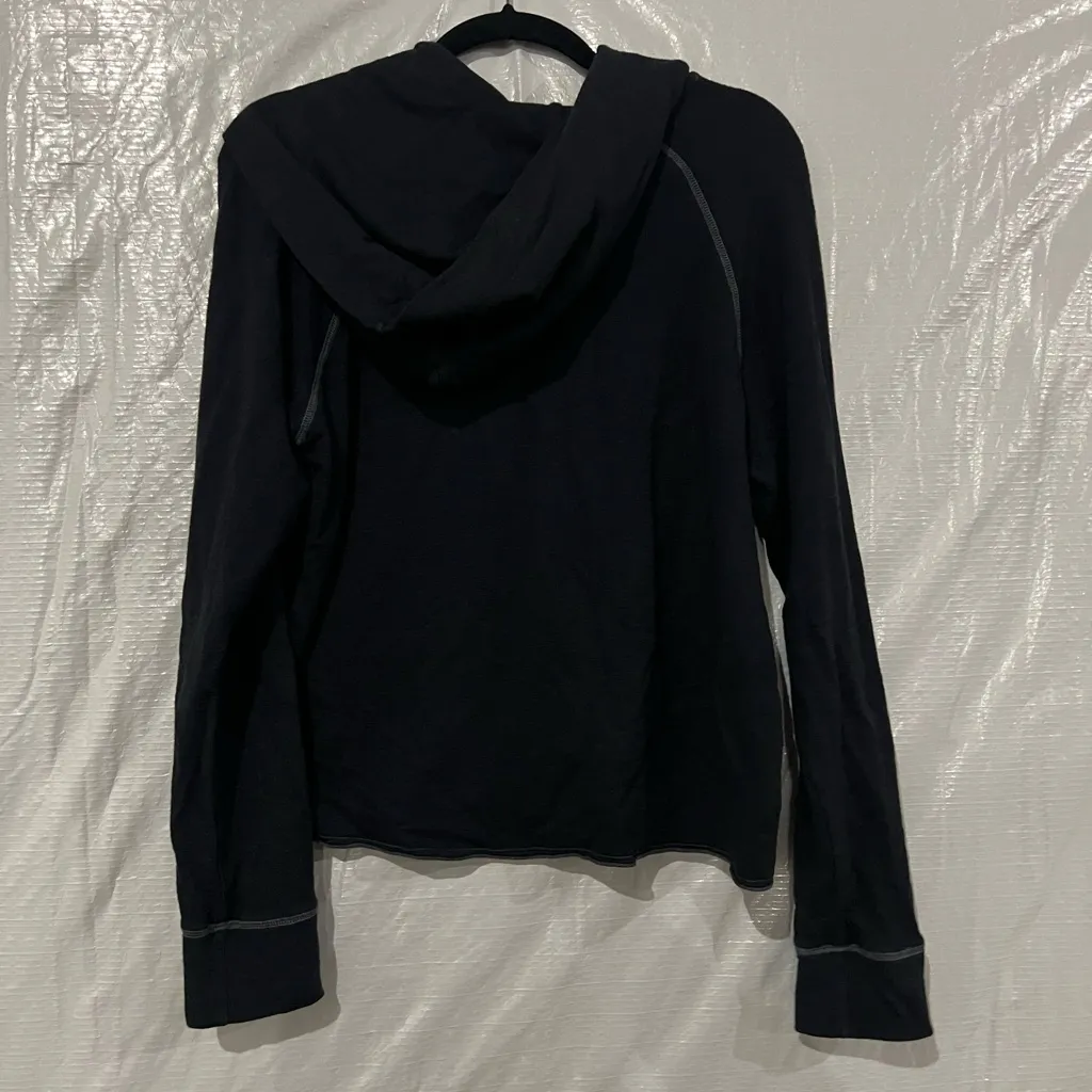 Sundry Black Stripe-Detail Hooded Sweatshirt Size 2 / Medium - Image 6