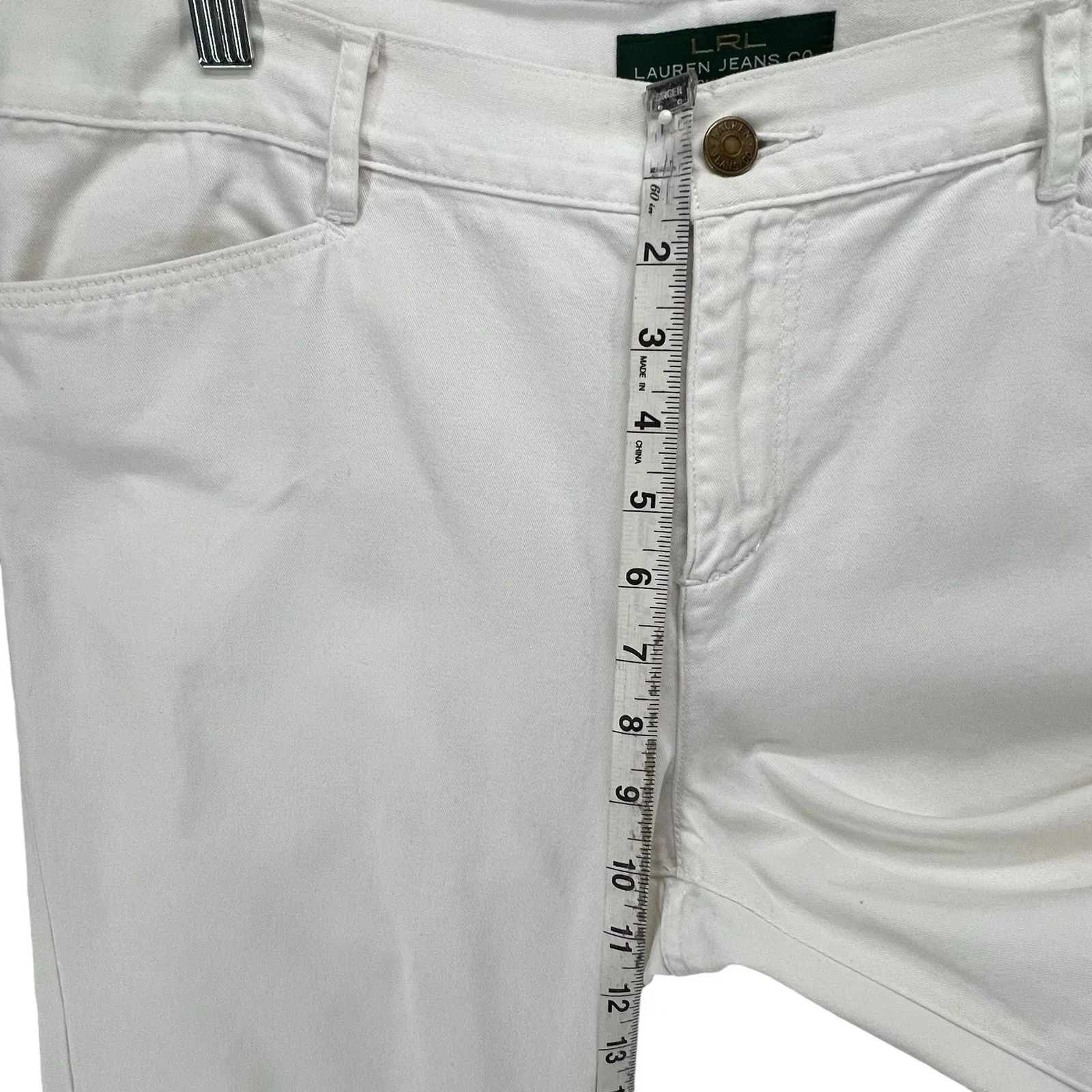 Ralph Lauren LRL Jeans Womens 10 White Denim Classic Midcalf Crop Nautical Beach - Image 6