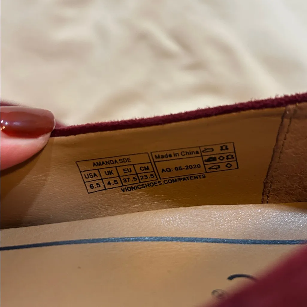 Vionic Amanda Ballet Flat Point Toe with Arch Support Wine Red Size‎ 6.5 - Image 4