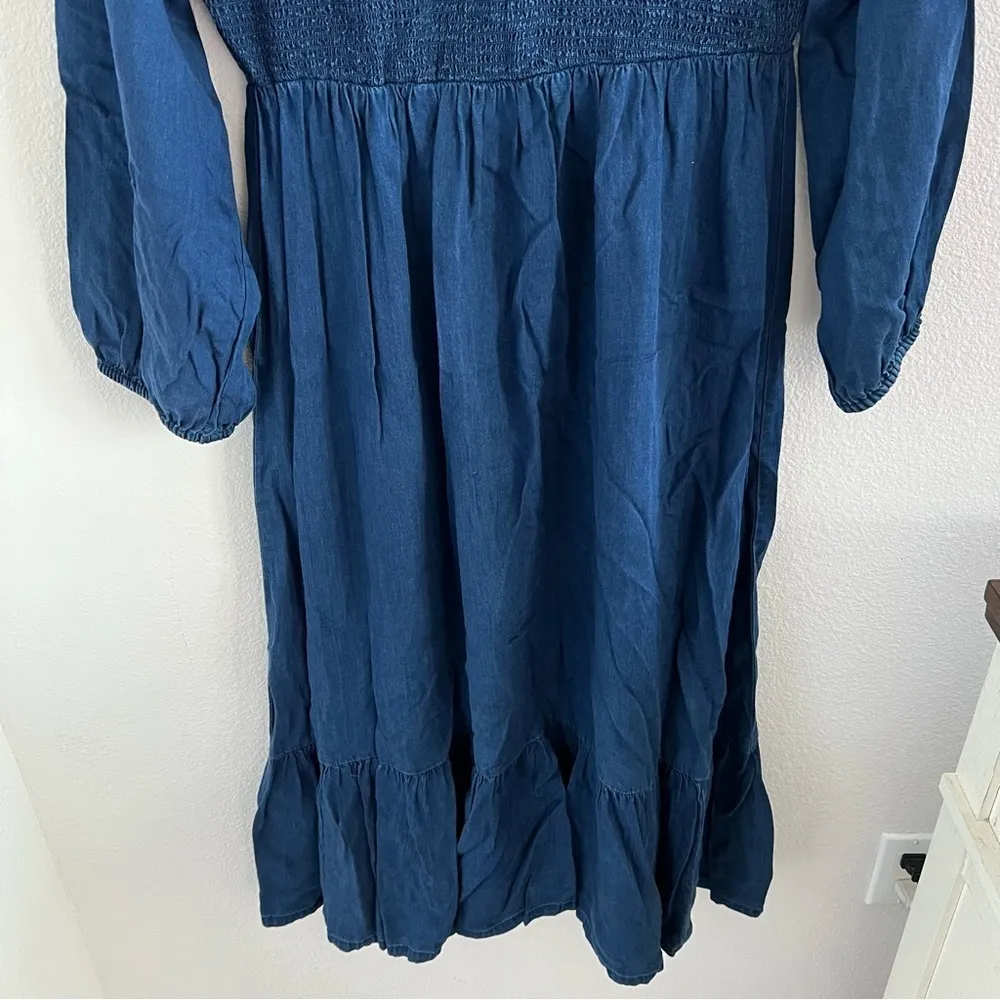 Old Navy Smocked Indigo Maxi Bitton Ruffle Longline Lyocell Large - Image 3