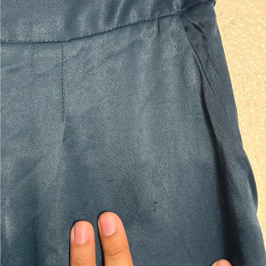 Anthropologie 4 Satin Tie Waist Pants Tapered Ankle Blue paper bag Silky ett:twa - Image 6