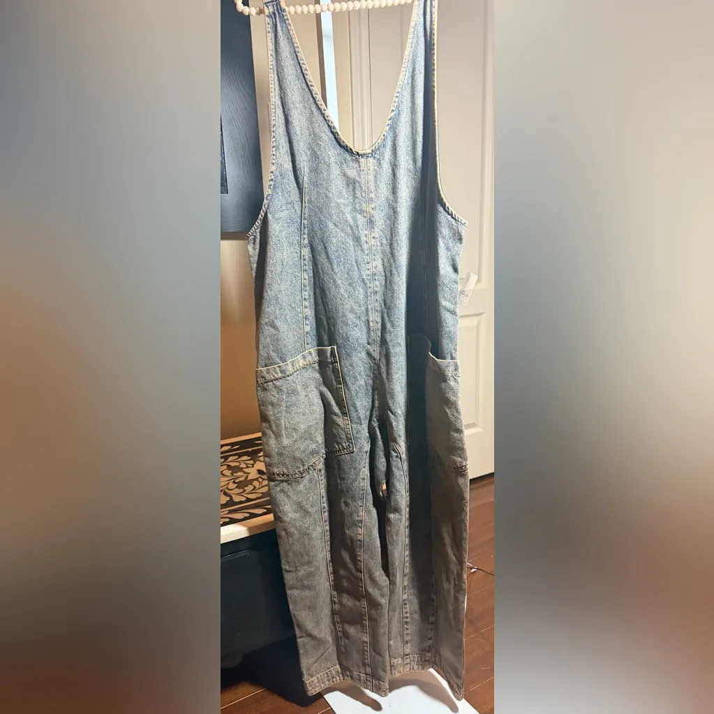 Free People High Roller Denim Jumpsuit - Image 7