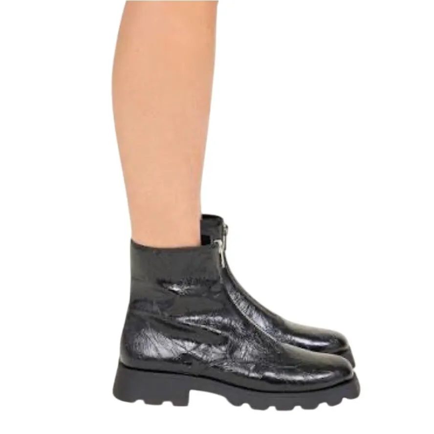 Katy Perry Daarling Black Zip Up Combat Boots 9 Embossed Patent Leather NIB - Image 3