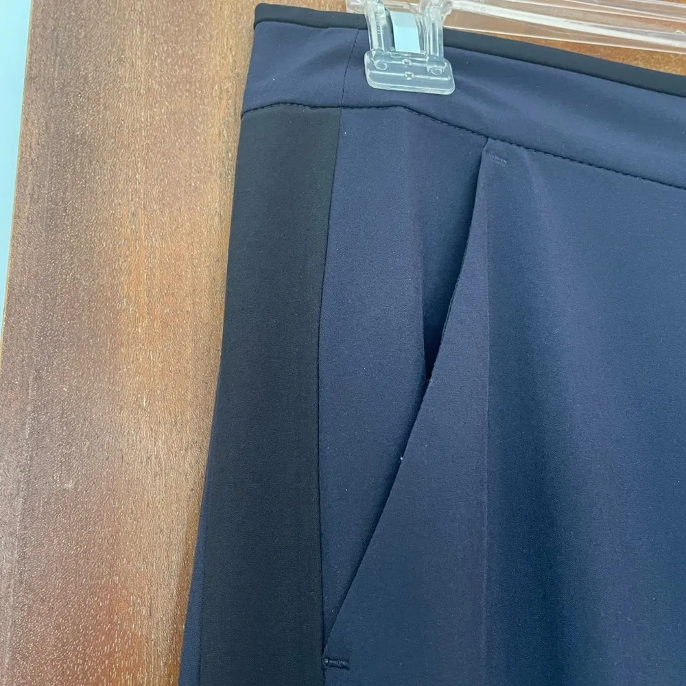 Athleta Women Wide Leg Navy Blue w Black Pinstripe “Tux”Athletic Pants - Image 5