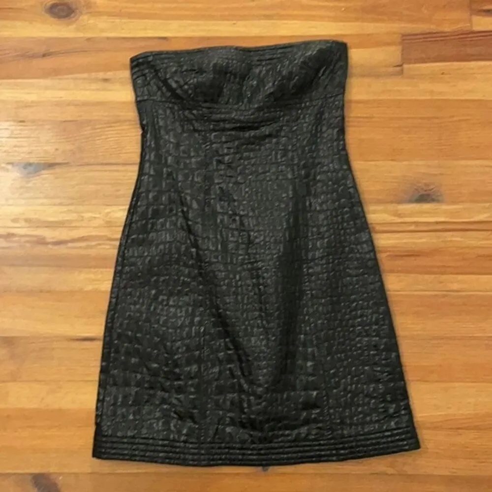 Trina Turk Black Strapless Cocktail Party Dress Womens Size 8 Quilted - Image 3