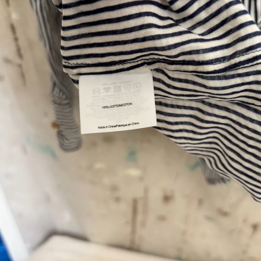 Tory Burch Striped Cotton Button Up Top - Image 5